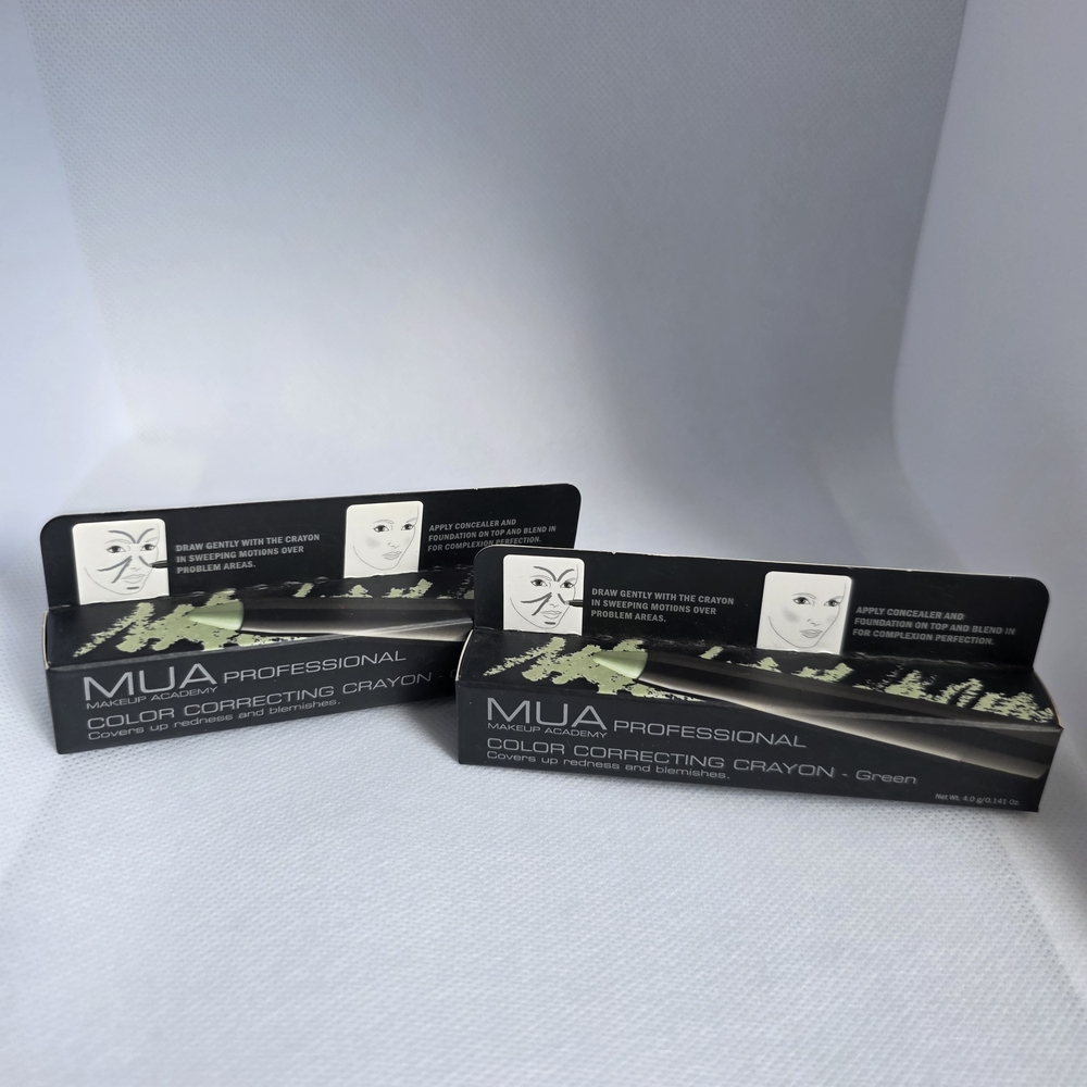 2 NEW MUA Makeup Academy Color Correcting Crayon GREEN 4 Blemishes & Scars